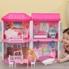 QWZ Baby Diy Doll House Девочки притворяются игрушками ручной замок кукла домов подарки на день рождения образовательные игрушки кукла Вилла для девочки LJ201126