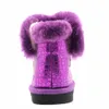 Apakowa 2020 stivali invernali per ragazze lucidi in pelle PU moda stivali da neve per bambini fodera in peluche calda stile HookLoops scarpe per bambini LJ201029