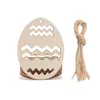 Wood Products Easter Decoration Egg Pendant Family Party Props Home Decoration Children's Hand Painted Wood Chip T2I53423