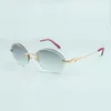 Neueste 3524016-11 Modeklassiker-Sonnenbrille mit beschnittenen Gläsern, ovale Retro-Metallbrille mit ultraleichten Metallbügeln, Größe: 58-18-135 mm