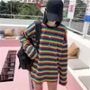 Neploe Rainbow Stripe T Shirt Autumn Harajuku Female Shirt Long Sleeve Plus Size Tshirts Woman Korean Tops Feminine LJ200814