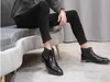 Rivet Men Pointed Black Winter toe boots Slip on Handmade Genuine leather Ankle Boots for men
