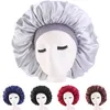 Solid Satin Bonnet Hårstyling CAP Långt hårvård Kvinnor Natt Sleep Hat Silk Head Wrap Shower Cap Styling Tool Whole283s