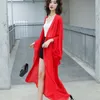Femenina BLOUNA SUMER BATWING MANEVE LAGA Camisa de blusa de gasa Long Kimono Cardigan Blanco Rojo Kimono Ladies Sunprotective LJ9187254