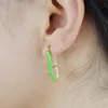 2021 여성을위한 한 쌍 직사각형 후프 귀걸이 작은 큐빅 지르코니아 Huggie 골드 컬러 기하학적 사각형 귀걸이 4 색
