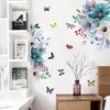 Wall Stickers Painted Flowers Butterfly Living Room Bedroom Porch Decoration Decals Removable Romantic Home Decor