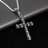 Punk Antique Silver Color Cross Pendant Necklace Skull Design Cruz Necklace For Men Boy Hip Hop Jewelry Homme