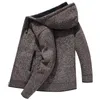 Cardigan à capuche Pull Hommes Streetwear avec poche à glissière Cardigan Manteaux Homme Pull tricoté Hiver Bleu Mens Sweats à capuche Vêtements 201022