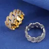Hip Hop lodowe bling urok kubański pierścionek z poduszki męski Złoty Kolor Pierścień Cuubic Zirkonia For Men Kobiet Biżuteria Y0122340p