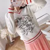 Autumn Winter Women Sweater Pullovers Sexy V Neck Sweet Love Brodered Casual Striped Letter Long Sleeve Knit Jumper Tops Ropa 201223