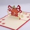 3D Pop Up Christmas Bell Snowman Deer Handmade Greeting Cards Party Invitations Paper Card Gift Postcards