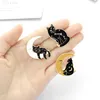 Magic Fantasy Cat Emaille Pins Farben Kreative Hexe Mond Katze Broschen für Kinder Geschenk