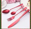 Christmas tableware stainless steel spoon fork cartoon Christmas tree snowflake bell pattern kitchen tableware set with gift box red green1