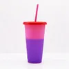 10 Styles 24oz Color Changing Cup Magic Plastic Drinking Tumblers with Lid Straw Reusable Candy Colors Cold Cup Water Bottle CYZ2875 30Pcs