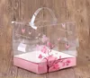 15x15x15 cm Rosa Kunststoffkiste mit Griff Transparente PVC Kuchenboxen Hochzeit Gefälligkeiten und Geschenke Papier Candy Box 100 stücke