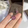 Luxury Classic Designer S925 Sterling Silver Pink Big Square Crystal Charm Hook Drop Earrings for Women Jewelry1427163