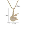 Wheelchair Machine Gun Necklace Pendant Iced Out Zircon with Rope Chain Tennis Chain for Men Women