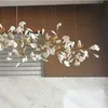 Branches modernes Lustres Lampe Lumière Avec Porcelaine Feuilles Intérieur Décor À La Maison Lustre De Luxe Éclairage Suspension Suspendue