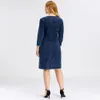 LIH HUA Femmes Plus Taille Denim Robe haute flexibilité Slim Fit Robe Casual Robe Épaulettes pour vêtements T200319