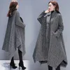 das mulheres tamanho coreana Trench Coats soltas Longo Overcoat Além disso feminino Manto casaco de lã Outono Inverno roupas populares