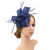 Stingy Brim Hats damer Kvinnor Wedding Evening Party Mesh pannband Flower Hat Fascinator Caps1