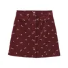 INMAN Autumn New Arrival 100%Cotton Corduroy Cute Print Aline Minimalism All Matched Young Girl Women Short Skirt T200113
