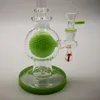 7 inch groen paars glas bong 14mm gezamenlijke bal perc bongs waterleidingen omgekeerde showhead percolator beker olie dab rigs met kom