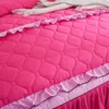 4 st Double Quilted Quilting Lace Luxury Bedding Sets Queen King Size Duvet Cover Set Bed kjol Set Pillowcase BedClothes T200706