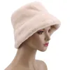 Faux Fur Winter Bucket Hat for Women Girl Fashion Solid Growend Miękka ciepła czapka rybacka czapka wakacyjna Lady Outdoor14201089