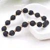 8mm Natural Lava Stone Beaded Strands Handgjorda Charm Armband för Män Kvinnor Party Club Decor Yoga Smycken