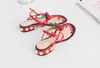 여름 샌들 디자이너 유럽 및 미국 스타일 한국어 버전 여성 진주 해변 여성 라인 석 단어 공제 낮은 굽 발가락 체리 신발