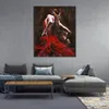 Figuur schilderijen Canvas Art Spaanse Flamenco Danser in Rode Jurk Moderne decoratieve kunstwerken Vrouw olieverfschilderij handgeschilderd6504196
