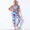 Yoga Leggings Sports BRA Gymkläder Kvinnor Träning Fitness Set High midjebyxor Sexiga toppar som kör Legging 3D Print Tight Tank Top 3422087