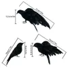 3 szt. Zestaw Halloween realistyczne ręcznie robione Crow Prop Black Feattered Crow Fly and Stand Crows Ravens Crow Decoration 200929315g