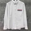 Tb Thom Classic Fit Grosgrain Pocket Trim Button-down White Oxford Shirt Men Casual Wholesale