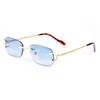 Lunettes de soleil de créateurs polarisés à la mode pour hommes femmes carrés carrés rétro sans cadre, verres de soleil femme homme transparent sport polyvalent 281Q