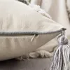 Морокканский стиль подушки подушки TUFT TASSELS Handmade нейтральные украшения подушка 45x45см / 30x50см для дивана-кровати серая слоновая слоновая полоса 201119