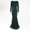 Emerald Sequined O Neck Long Sleeve Evening Party Stretchy Elegant Sequin Floor Length Maxi Dress Gown Black Y200805243o