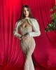 2022 Plus Size Arabic Aso Ebi Luxurious Sparkly Mermaid Prom Dresses Beaded Sequined Evening Formal Party Second Reception Birthday Engagement Gowns Dress ZJ550