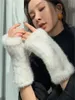 20cm/8" Mulheres Inverno Fashional Real Mink Fur Golves Luvas de malha elástica sem dedos