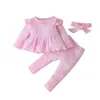 Baby Tie Dye Clothing Sets Infants Long Sleeve Dress Top + Pants + Headbands 3Pcs/Set Boutique Pit Knitted Toddlers Outfits M2906