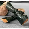 أحذية نسائية شتوية مصنوعة يدويًا للركبة من Rontic أحذية بكعب من الجلد الصناعي المتيبس بكعب دائري بمقدمة مدورة أحذية حفلات سوداء أنيقة للسيدات مقاس الولايات المتحدة 5-20