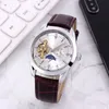 Casual Luxury mens watches Top brand leather strap wristwatches mechanical automatic movement Moon phase flywheel watch for men's Father's Day Gift montre de luxe
