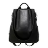 Дизайнерский женский кожаный рюкзак, противоугонный рюкзак на молнии, черно-коричневый, школьная сумка на плечо, большая вместительная дорожная сумка266E