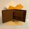 Mens Women wallet marco card holder coin purse short wallets Genuine Leather lining brown letter check canvas VL44125301g