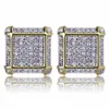 18K Gold Hiphop CZ Zircon Square Stud أقراط 0.7-1.6 سم للرجال للنساء والفتيات الهدايا الأقراط