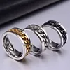 316L Titanium Steel Center Chain Gold Spinner Rings for Men Wedding Band Tungsten Finger Ring Calm Anxiety Thumb Ring Size 6.7.8.9.10.11.12