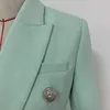 Haute qualité nouveau créateur de mode blazer femmes classiques boutons de lion double boutonnage blazer veste menthe vert 201102