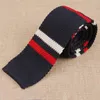 Nackband sitonjwly 5 cm sknniy för mäns stickad platt huvud randiga slips smala slipsar bröllop formell cravat anpassad logo1