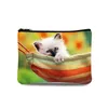 Porte-monnaie imprimé portefeuille sac Animal fermeture éclair Mini chat chien sac à main pour enfants Bolsa De Moeda pochette pour pièces Monedero Gato